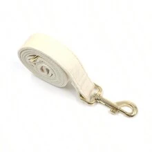 新款 INS 风格天鹅绒宠物锌合金扣项圈和牵引绳套装，可调节尺寸适合小型、中型和大型犬，柔软舒适的天鹅绒材质，耐用的锌合金扣，镀金，比塑料扣更坚固（由于面料批次差异，颜色可能略有不同） - 米色 - 查看 10