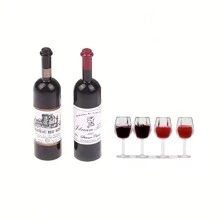 7pcs/Set Mini Dollhouse Accessories - Wine Bottles, Champagne Sets, 1:6/1:12 Scale Miniature Furniture Decorations, Suitable For Halloween/Thanksgiving/Christmas Gifts