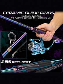 SOUGAYILANG Multi-Color Fishing Rod And Reel Combo, 2 Sections High Carbon Material Fishing Rod With Smooth Ceramic Guide Ring, 5.2:1 High Speed Gear Ratio Reel With High Quality Aluminum Spool, Lightweight And Durable Set For Freshwater And Saltwater