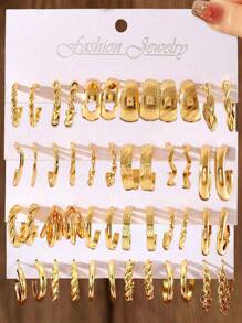 48對時尚優雅小圓環耳環套裝，採用復古性感風格，適合女性在各種場合佩戴 - 款式1(24對) - 查看 8