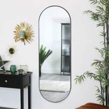 Living And Home Modern Oval Metal Full Length Wall Mirror Gold - Black 50cm W X 150cm H - View 4