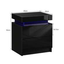 CLIPOP Nightstand With 2 Drawers, With LED Lights, High Gloss, With Top Tray, Storage Cabinet, Bedside Table For Bedroom - 黑色 - 查看 2