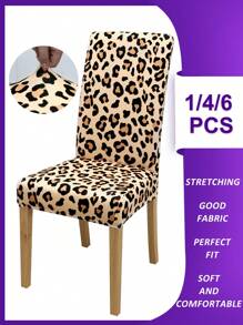 1/4/6قطع أغطية كرسي بتصميم نمر مرقط، قابلة للإزالة والغسيل، غطاء وسادة مرنة للكرسي في غرفة المعيشة والفندق وأثاث غرفة الطعام