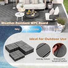 Lifezeal 18/36 PCS Interlocking Deck Tiles 12" X 12" Waterproof All Weather Flooring Covering Brown/Grey - Gray-18 Pieces - View 9