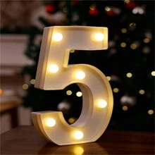 1个22厘米/8.66英寸大尺寸LED发光数字字母灯，带挂钩，适合墙面装饰，心形设计，包含26个字母（0-9），电池供电（不含电池），ABS材质。适用于情人节、新年、春节、婚礼、浪漫装饰、家居装饰、办公室装饰、派对装饰，营造浪漫氛围。 - 白色 - 查看 24