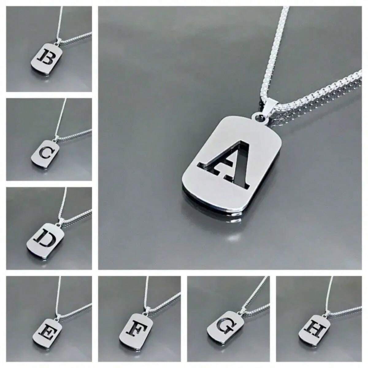 1pc Retro Style Personalized 26 English Alphabet Pendant Necklace 1pc Retro Style Personalized 26 English Alphabet Pendant Necklace