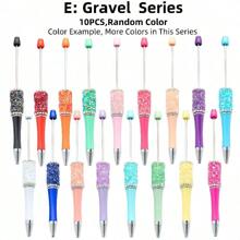 10pcs Creative Rhinestone, Glitter, Confetti, Star, Crystal, Pearl, Rabbit, Flower, Candy Series Plastic Ballpoint Pen Set (Random Color), Suitable For DIYing With Colorful Wooden Beads, Silicone Beads, Acrylic Beads, Office & School Supplies