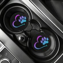 2 pièces sous-verres pour voiture en forme de patte de chien  pour femmes et hommes, dessous de verre absorbant pour porte-gobelet avec encoche pour décoration de voiture