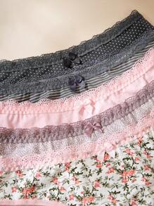 5 Pieced Women's Lace Trim Panties,Sexy And Romantic Women's Underwear Series - Multicolor - View 7