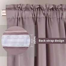 1pc Sound Insulating & Blackout Curtain, Multi-Size Available, Drawstring Design, Heat Insulation, Privacy Protection, Suitable For Bedroom, Living Room, Study, Modern Minimalist Style - Light Pink 19V - View 5