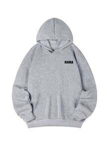 1件少女休闲印花套头卫衣，保暖内衬，长袖，适合学生、年轻人，秋冬季穿着 - 舒适的连帽卫衣，非常适合休闲时光和温馨夜晚。 - 灰色 - 查看 5