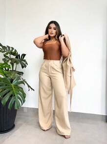 Tailoring Set Of Vest And Pants With Wonderful Belt - Beis - Ver 3