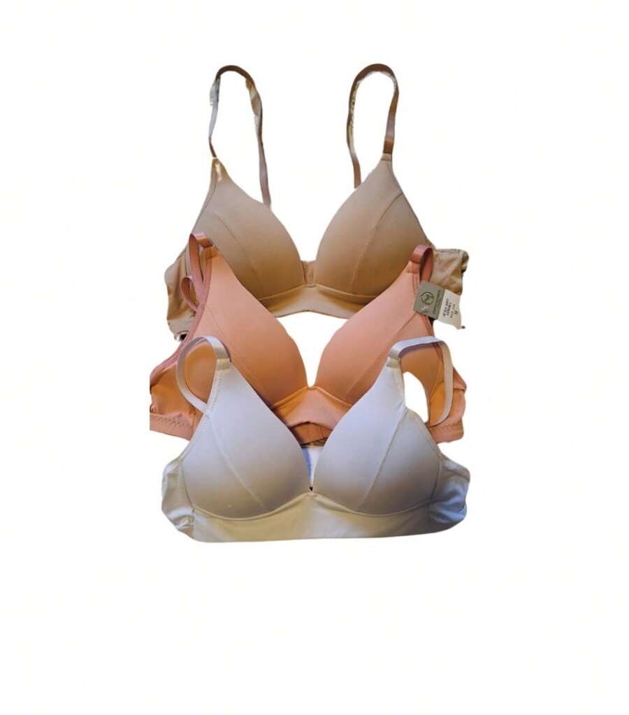 Kit With 3 Microfiber Bras Without Wire Soft Comfort Cup, Soft, Does Not Wrinkle - 彩色 - 查看 1