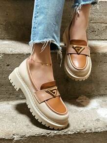 SERGIO TODZI Mocasines con suela gruesa y plataforma, zapatos de cuña Oxford para mujer, de punta redonda, slip-on, con hebilla metálica