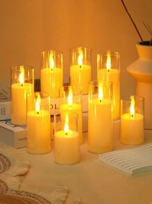 1个/3个装闪烁无焰LED水滴蜡烛灯，电池供电，室内/室外皆宜，适用于日常、节日、情人节、生日派对、婚礼、聚会等场合，米白色，是餐桌、求婚和其他特殊场合的理想之选，充满节日浪漫氛围 - 彩色 - 查看 4