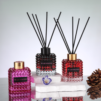 WARMKISS 正品香薰扩散器，多种香味选择，玻璃瓶，无焰扩散棒，浴室和卧室无刺激空气清新剂，持久除臭油，双重除臭