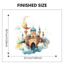 1PC Moon Wall Decals Vinyl Removable Dreamy Castle Colourful Cloud Wall Decals Wall Stickers Room Decor For Bedroom Living Room Classroom Office Decorations Wallpaper(15.35in*15.74in) Decoration Stickers, Wall Decal, Vinly Decal For Home Decorations, Spring Decoration Items Refresh Your Home, Festival Decoration Stickers E-I-D