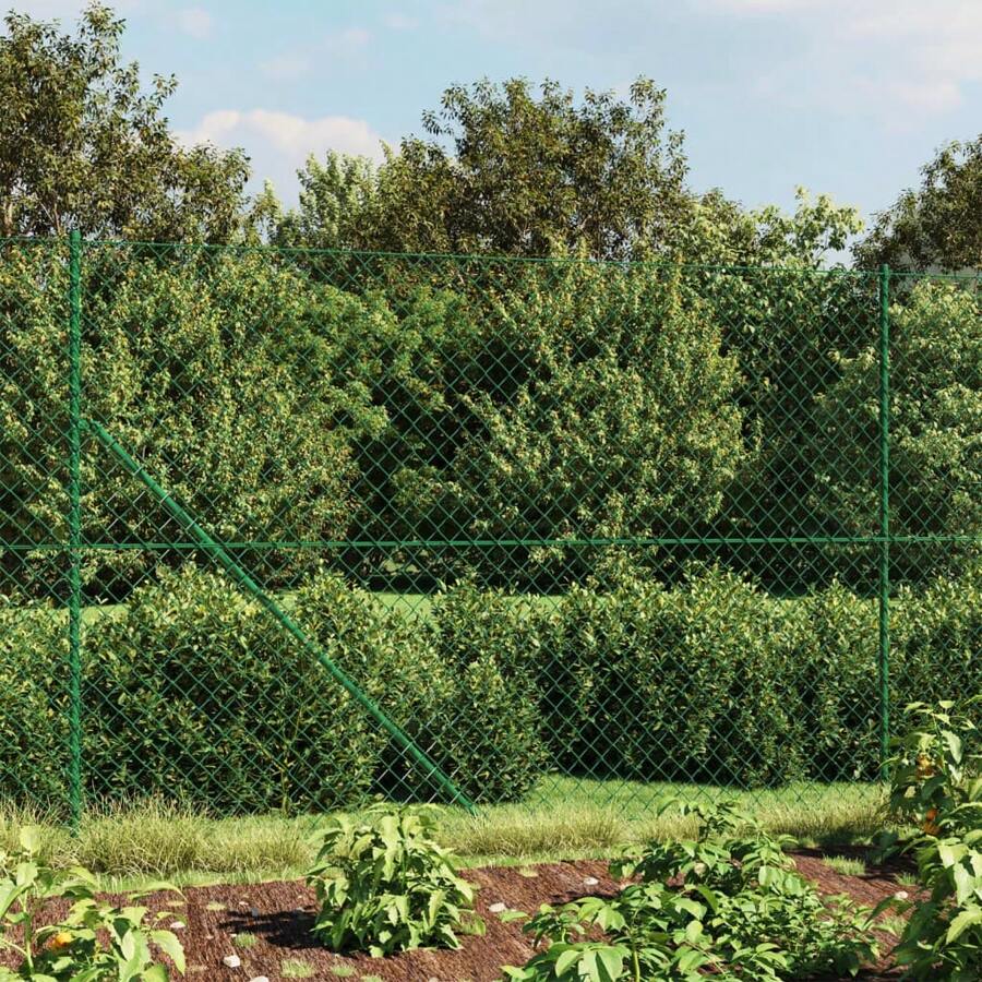 Green Chain Link Fence With Spike Anchors 2m X 10m Durable Outdoor Security Solution For Gardens Yards And Perimeters - Green - View 1