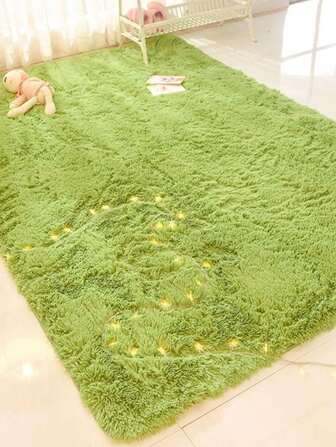 Soft Modern Indoor Large Shaggy Rug For Bedroom Living Room Dorm Kids Room Home Decorative Non-Slip Plush Fluffy Furry Fur Area Rugs Grass Green Comfy Nursery Accent Floor Carpet