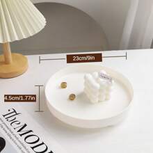 1 pezzo Vassoio decorativo rotondo moderno e minimalista con motivo in legno bianco, adatto per uso quotidiano nel soggiorno, ingresso, regali per donne, per il rientro a scuola