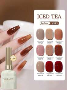 XEIJAYI 1瓶15毫升冰茶美甲凝胶，半永久可卸UV凝胶指甲油，美甲设计热门礼物，适合女性