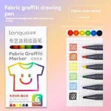 Juego de 6 colores de marcadores textiles de tela, a prueba de agua y permanentes, con punta fina para pintar a mano textiles, camisetas, etc. Ideal para manualidades y regreso a clases