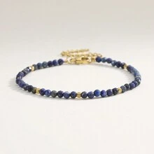 1 件简约 3 毫米刻面天然石珠可调节手链，方钠石、绿松石、紫水晶、天河石、月光石，适合日常佩戴和节日礼物 - 多色 - 查看 12