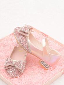 Princess Shoes For Girls, Crystal High Heel Shoes With Bowknot, Children's Formal Performance Dress Shoes