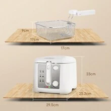 1pc 29.5x25.2x23cm Deep Fryer, 2.5 Liters, 1650W, Non-Stick Coating, Detachable Fry Basket, Multi-Temperature Control, Efficient Heating Coil, Transparent Viewing Window, Power Indicator Light, White, Suitable For Frying French Fries, Chicken