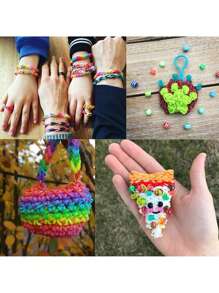 Kit de bandas de lona con cajas con diseño de mariposa/oso/conejo - Bandas de goma premium para manualidades creativas de DIY, joyería y accesorios de moda - Regalo de cumpleaños ideal para niños y niñas, que fomenta la imaginación y la creatividad