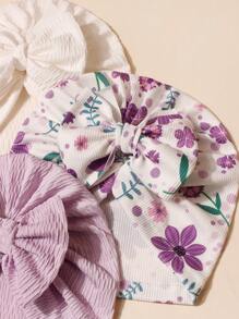 3pcs Baby Soft Breathable Candy Color Hat Set, Suitable For 0-2 Years Old Infant, Newborn Bonnet Love Valentine