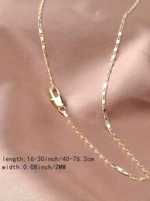 1 件意大利 2 毫米扁平镀金朋克项链链男式女式 DIY 链式链优雅爱心项链时尚珠宝 16 英寸 - 30 英寸日常派对佩戴或情人节礼物 - 金色 - 查看 4