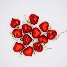 12pcs Classic Plastic Heart Shaped Ornaments, 1.77 Inch Matte And Glossy Red Hanging Decorations, Suitable For Valentine's Day, Mother's Day, New Year, Parties And Weddings, Indoor And Outdoor Decor Best Gifts Birthday - Multicolor - View 11