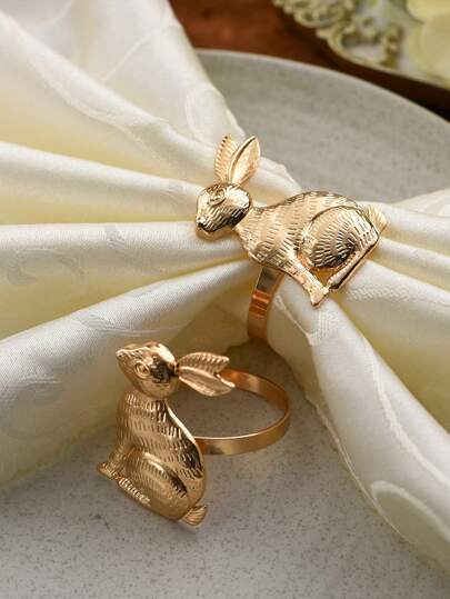 Set da 3 o 6 Anelli portatovaglioli a forma di coniglio di alta qualità, portasalviette eleganti e carini con design a bottone, realizzati in materiale metallico durevole, ideali per cene, feste, matrimoni, banchetti - un must per il tavolo da pranzo