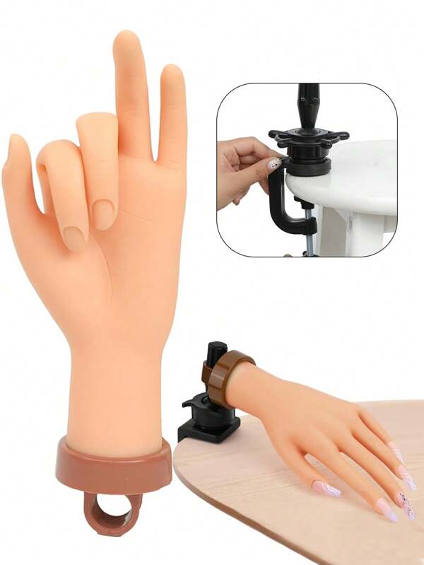 Übungshand für Acrylnägel, Mannequin-Hände für Nagelpflege-Praxis, Nagel-Kunst-Übungshand-Set, Nagel-Kunst-Handpflege-Trainingshand, Nagel-Fake-Hand, Nagel-Übungshand für Acrylnägel, falscher Nagel aus biegsamem und realistischem Fingermodell, geeignet für Anfänger zum Üben von Nagelkunst, Trainings-Übungs-Handschuh-Set