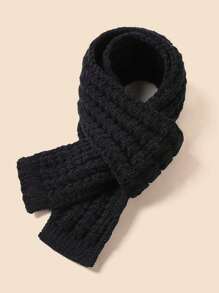 1/2 件儿童保暖针织围巾，冬季简约纯色保暖围巾，男女童时尚颈部保暖，适合冬季日常保暖穿着 - 彩色 - 查看 9