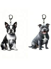 1pc Acrylic Boston Terrier Keychain, Cute 2D Animal Keychain, Cartoon Style Key Accessory, Suitable For Pet Lovers, No Size Car Accessories Bag Charm Backpack For School Animal Goth Y2k Bag Accessories Lanyards With Id Holder Car Accessories Bag Charms
