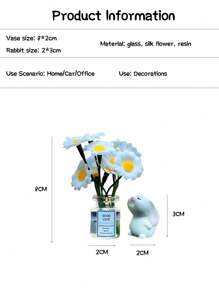 Cute Mini Daisy Design Vase And Bunny Car Interior Decoration Ornaments For Woman's Gifts