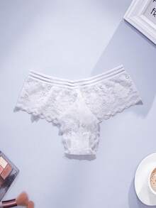 4 Pcs Women Panties Low Waist Sexy Lace Panties Women's Breathable Lace Thongs Women Thongs Brozilian Panties Black Underwear Bikini Panties For Women Panty Set Lace Pants
