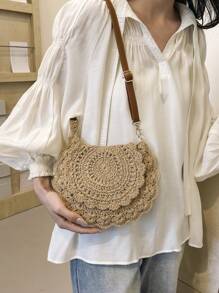 Summer Straw Woven Minimalist Shoulder & Crossbody Small Bag, Perfect For Beach Vacation, Travel, Shopping, And Vacation Essentials, Perfectly Matching With Vacation Outfits Women, Perfect For Summer, Vacation & Beach