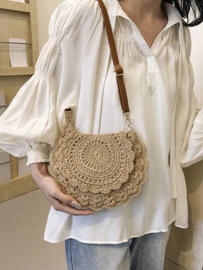 Summer Straw Woven Minimalist Shoulder & Crossbody Small Bag, Perfect For Beach Vacation, Travel, Shopping, And Vacation Essentials, Perfectly Matching With Vacation Outfits Women, Perfect For Summer, Vacation & Beach