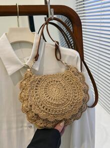 Summer Straw Woven Minimalist Shoulder & Crossbody Small Bag, Perfect For Beach Vacation, Travel, Shopping, And Vacation Essentials, Perfectly Matching With Vacation Outfits Women, Perfect For Summer, Vacation & Beach