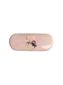 Creamy/Monet-Style Solid Color Glasses Case, New And Simple Design, Convenient And Portable With Waterproof And Dustproof Function (Small Size, Made Of Plastic Material) Initial Glasses Case Hard Shell - PU Leather Flower Gold Letter A-Z Flower Prints Pink Eyeglass Case