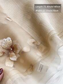 正品真丝斗篷春夏秋季细款轻薄围巾精致杭州刺绣真丝手工礼物送给妈妈女士 - 米色 - 查看 2