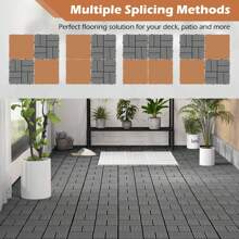 Lifezeal 18/36 PCS Interlocking Deck Tiles 12" X 12" Waterproof All Weather Flooring Covering Brown/Grey - Gray-36 Pieces - View 6