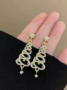 1 Paar farbenfrohe Weihnachtsbaum- und Quasten-Hängeohrringe im Weihnachtsstil, ausgefallene lange stilvolle Ohrringe mit glänzendem Sterndekor, Weihnachtsgeschenk