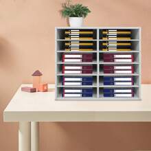 Desktop Literature Organizer Office File Sorter Mail Center Magazine Holder Paper Cabinet With Adjustable Shelves Mailbox For Office Home School Classroom Shelves, 12 Slots, White