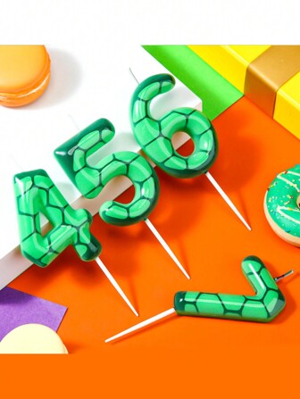 绿海龟图案数字0-9动物主题生日周年派对蛋糕装饰蜡烛