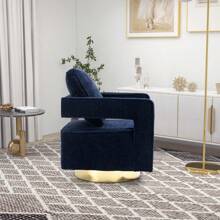 30.7"W Swivel Accent Open Back Chair Modern Comfy Sofa Chair With Gold Stainless Steel Base For Nursery Bedroom Living Room Hotel Office, Club Chair Leisure Arm Chair For Lounge (Navy Chenille),Youngth