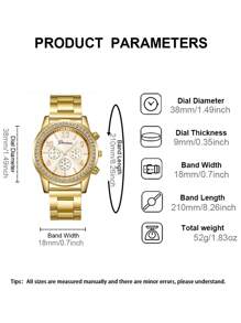 SOKI SOKI 1 Set Women's Fashion Casual Quartz Watch, Paired With Stylish Arrow Bracelet, Creative 8-Shaped Heart Diamond Bracelet Watch, Suitable For Daily Wear, Birthday Gift, Party, Holiday Gathering, Ideal Gift For Yourself Or Friends - Gold - View 6